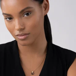 Discount 18K Gold Black Ceramic Circle Pendant Necklace Gold