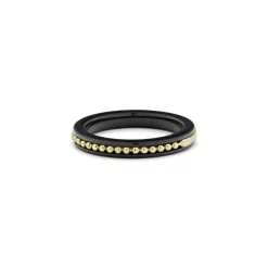 Discount 18K Gold Caviar And Black Ceramic Stacking Ring Stacking Rings