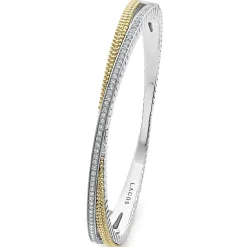 Best 18K Gold Caviar And Diamond Bangle Two-Tone