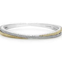 Online 18K Gold Caviar And Diamond Bangle Bangles