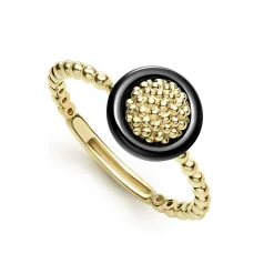 Sale 18K Gold Caviar Black Ceramic Ring Statement Rings