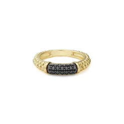 Outlet 18K Gold Caviar Black Diamond Stacking Ring Diamonds