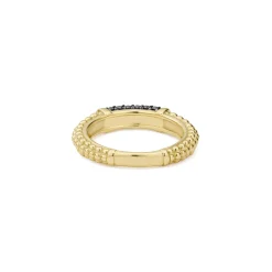 Outlet 18K Gold Caviar Black Diamond Stacking Ring Diamonds