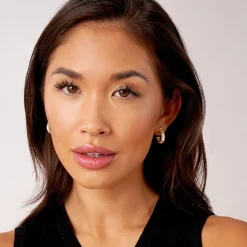 Fashion 18K Gold Caviar Diamond Hoop Earrings Diamonds