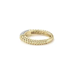 Flash Sale 18K Gold Caviar Diamond Stacking Ring Gold