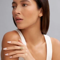 Hot 18K Gold Caviar Ring Gold