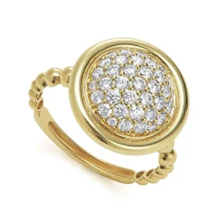 Hot 18K Gold Circle Diamond Ring Diamonds
