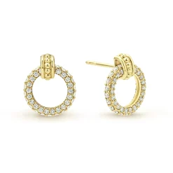 Cheap 18K Gold Circle Diamond Stud Earrings Drop Earrings