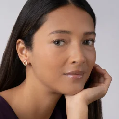 Flash Sale 18K Gold Circle Diamond Stud Earrings Diamonds