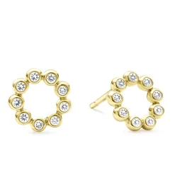 Shop 18K Gold Circle Diamond Stud Earrings Diamonds