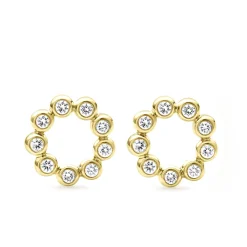 Cheap 18K Gold Circle Diamond Stud Earrings Gold
