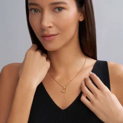 Fashion 18K Gold Circle Pendant Necklace Gold