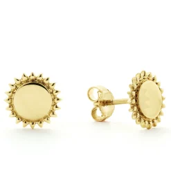 New 18K Gold Circle Stud Earrings Gold