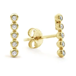 Discount 18K Gold Diamond Bar Stud Earrings Gold