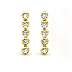 Discount 18K Gold Diamond Bar Stud Earrings Gold