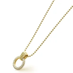 New 18K Gold Diamond Circle Pendant Necklace Gold
