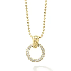 Fashion 18K Gold Diamond Circle Pendant Necklace Diamonds
