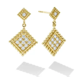 New 18K Gold Diamond Drop Earrings Diamonds