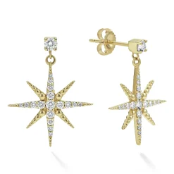 New 18K Gold Diamond Drop Earrings Diamonds