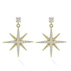 New 18K Gold Diamond Drop Earrings Diamonds