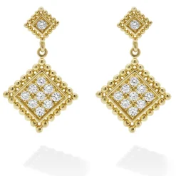 Flash Sale 18K Gold Diamond Drop Earrings Gold