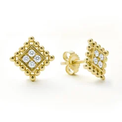 New 18K Gold Diamond Earrings Gold