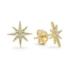 New 18K Gold Diamond Stud Earrings Diamonds