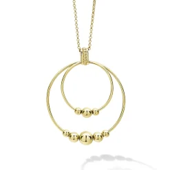 Clearance 18K Gold Double Circle Bead Pendant Necklace Gold