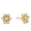Best Sale 18K Gold Flower Diamond Stud Earrings Gold