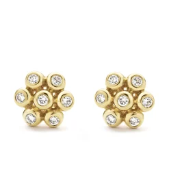 Best 18K Gold Flower Diamond Stud Earrings Diamonds