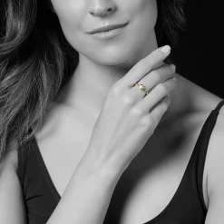 Sale 18K Gold Heart Diamond Ring Stacking Rings