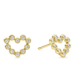 Online 18K Gold Heart Diamond Stud Earrings Diamonds