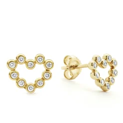 Online 18K Gold Heart Diamond Stud Earrings Diamonds