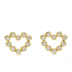 Online 18K Gold Heart Diamond Stud Earrings Diamonds