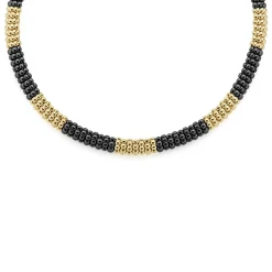 Fashion 18K Gold Large Station Ceramic Beaded Necklace | 9Mm Gold