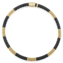 Fashion 18K Gold Large Station Ceramic Beaded Necklace | 9Mm Gold