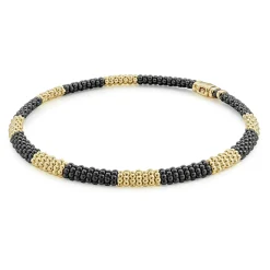 Fashion 18K Gold Large Station Ceramic Beaded Necklace | 9Mm Gold