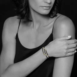 New 18K Gold Small Station Ceramic Wrap Bracelet Gold