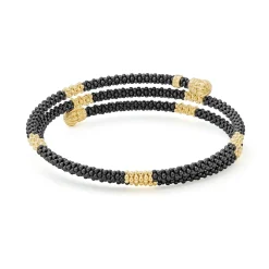 New 18K Gold Small Station Ceramic Wrap Bracelet Gold