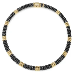 Fashion 18K Gold Small Station Ceramic Beaded Necklace | 9Mm Gold