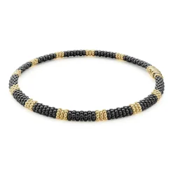 Fashion 18K Gold Small Station Ceramic Beaded Necklace | 9Mm Gold