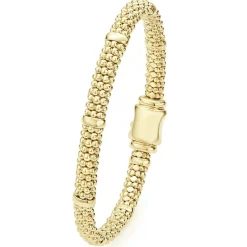 Fashion 18K Gold Station Caviar Bracelet | 6Mm Gold