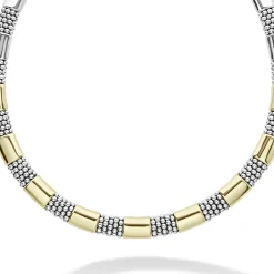 Discount 18K Gold Station Caviar Necklace | 12Mm Two-Tone
