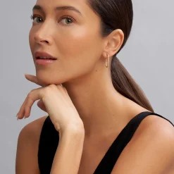 Clearance 18K Gold Superfine Diamond Hoop Earrings Diamonds