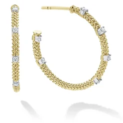 Clearance 18K Gold Superfine Diamond Hoop Earrings Diamonds