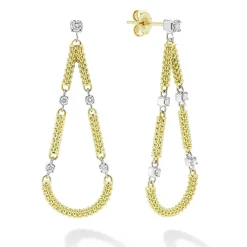 New 18K Gold Superfine Diamond Drop Earrings Diamonds