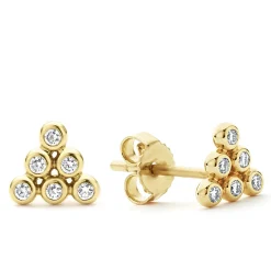 New 18K Gold Triangle Diamond Stud Earrings Gold