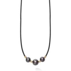 Best 18K Gold Triple Black Pearl Necklace Necklaces & Chains