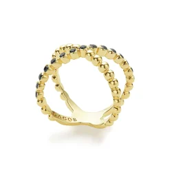 Sale 18K Gold X Black Diamond Ring Diamonds