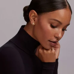 Hot 18K Gold X Diamond Stud Earrings Gold